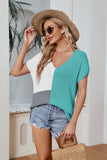 Color Block V-Neck Knit Top