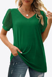 Swiss Dot Puff Sleeve V-Neck Tee