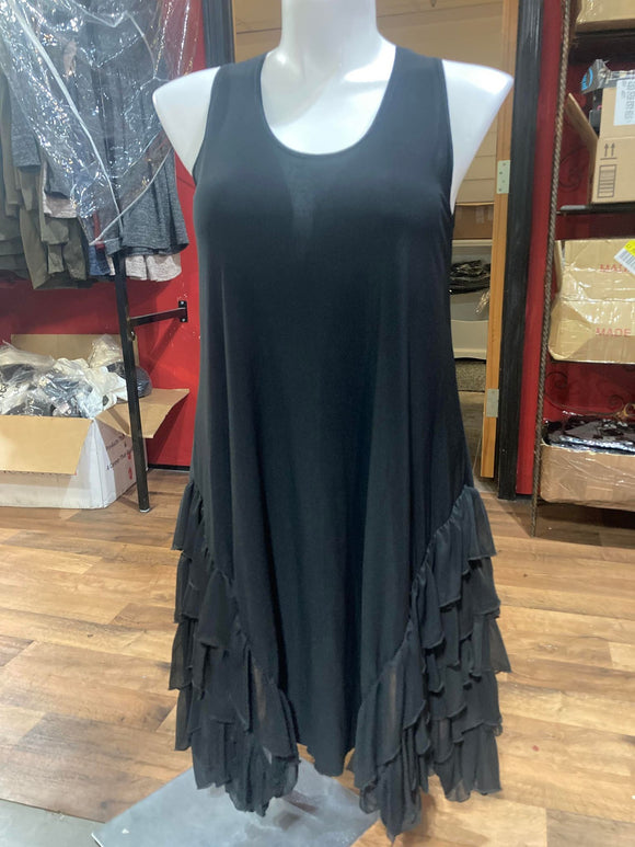 Black magic sleeveless ruffle dress