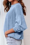 Ribbed Round Neck Long Sleeve Sweatshirt