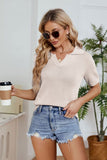 Johnny Collar Short Sleeve Knit Top