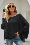 Openwork Boat Neck Dolman Sleeve Sweater