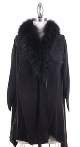 Raccoon Fur Open Cardi - Black