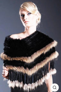 Fox and Rabbit  Fur Fringe Poncho