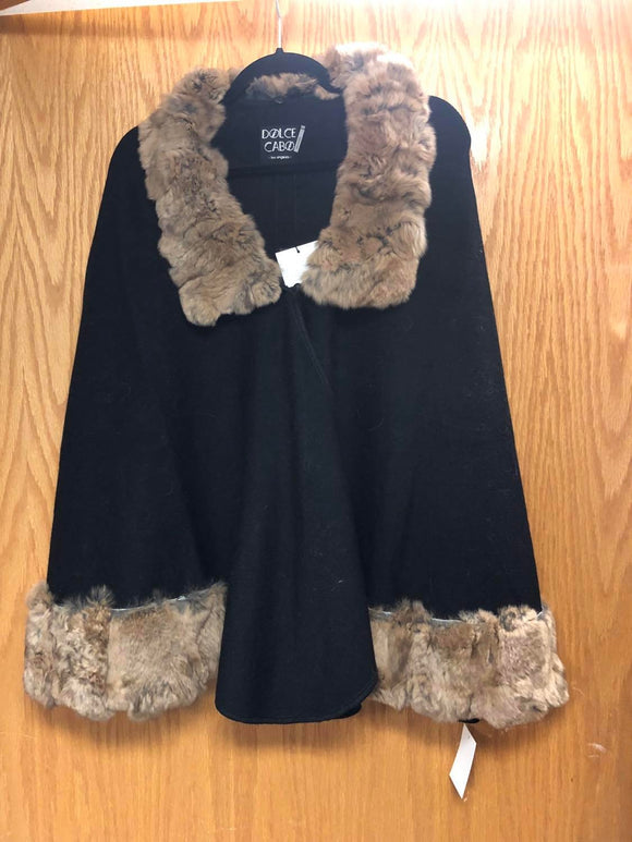 Vintage Vibes genuine rabbit fur cape One size