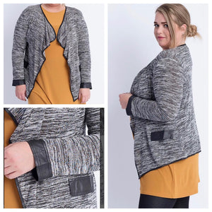 Heather leatherette cardigan