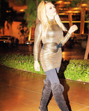 DC MUSIC Golden Crocodile Mock Neck Mini Dress