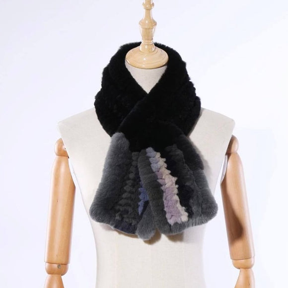 Multi-color Rex Rabbit Fur Pull Through Scarf