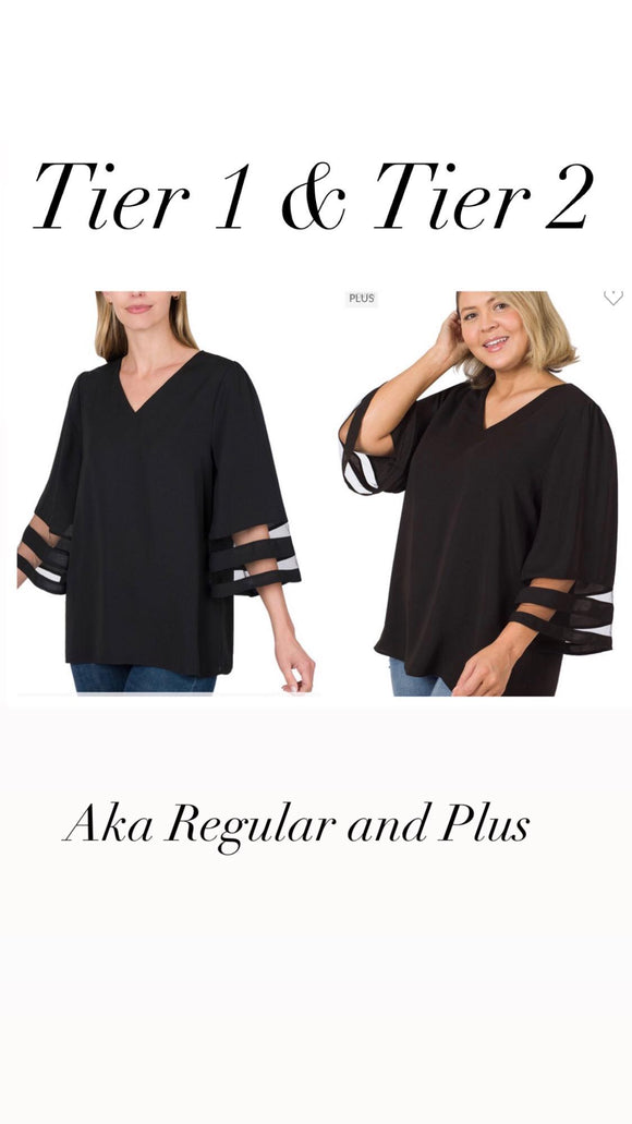 Beautiful Black Tunic with Sleeve Detail - Tier 1 and Tier 2