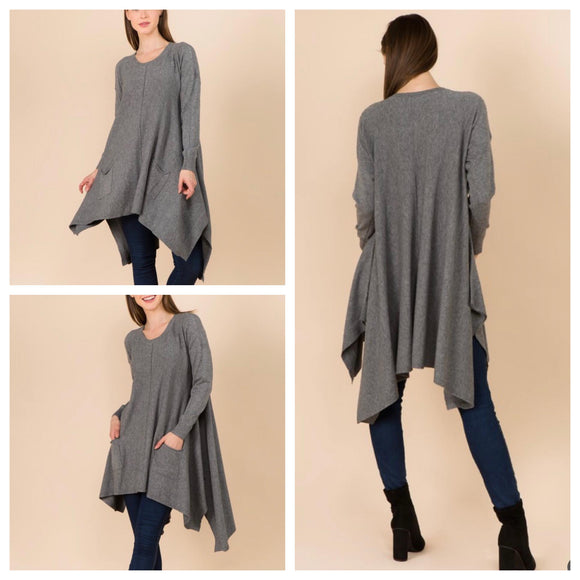 Easy Swing Cashmere Tunic with Pockets - One Size