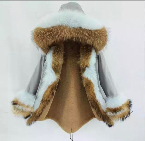 Premium Fox fur trasformer coat