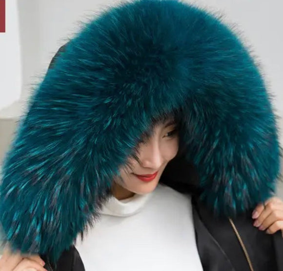 Teal Fox Fur Collar $299