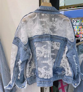 Art to Wear Lace Jean Jacket