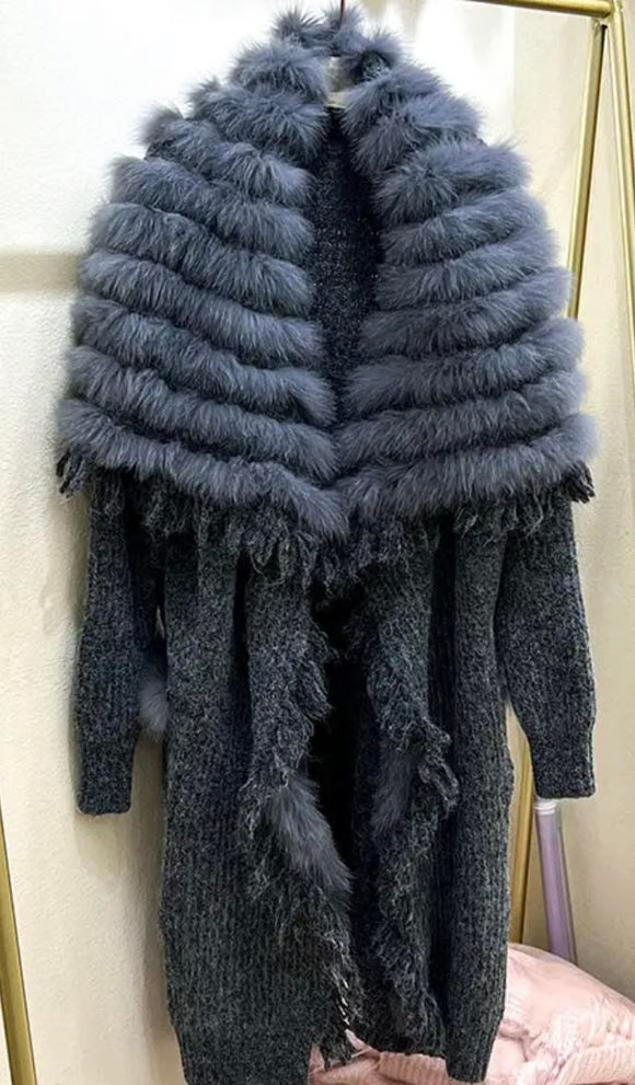 Shag grey Rabbit fur one size sweater