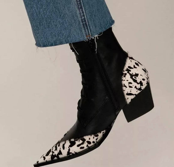 Hair on Hide Leather Lace Up Booties