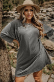 Plus Size V-Neck Long Sleeve Mini Dress
