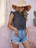 Printed Tie Neck Flutter Sleeve Blouse