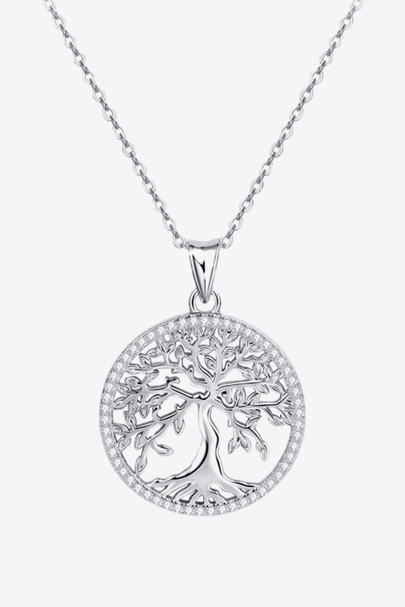 Adored 925 Sterling Silver Moissanite Tree Pendant Necklace