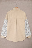 Double Take Color Block Corduroy Dropped Shoulder Jacket