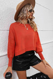 Round Neck Dropped Shoulder Pullover Sweater