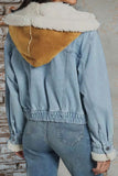 Contrast Raw Hem Hooded Denim Jacket