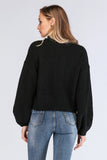 Double Take Turtleneck Rib-Knit Dropped Shoulder Sweater