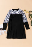 Yo! Pockets Leopard Spliced Round Neck Dress