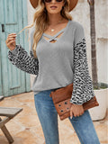 Leopard Crisscross V-Neck Sweater