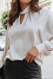Cutout Mock Neck Long Sleeve Blouse