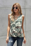Camouflage Print Cutout Hem Detail Tank