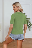Johnny Collar Short Sleeve Knit Top