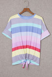 Rainbow Stripe Tie-Front Tee Shirt