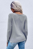 Twist Front Long Sleeve Waffle Knit Top