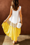 Color Block Ruffle Hem Tiered High-Low Dress