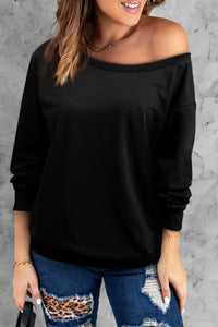 Boat Neck Long Sleeve Sweatshirt