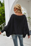 Openwork Boat Neck Dolman Sleeve Sweater