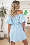 Off-Shoulder Balloon Sleeve Mini Dress