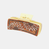Sunflower PU Leather Acrylic Claw Clip