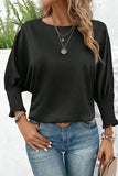 Round Neck Batwing Sleeve Blouse