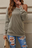 Zipper Detail Boat Neck Dropped Shoulder Sweatshirt