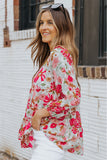 Floral V-Neck Tiered Babydoll Blouse