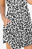 Printed Round Neck Sleeveless Dress with Pockets