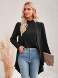 Long Puff Sleeve High-Low Blouse