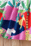 Girls Printed Ruffled Dress