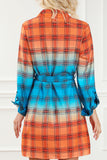 Plaid Button Up Tie-Waist Dress