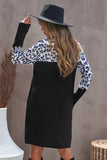 Yo! Pockets Leopard Spliced Round Neck Dress