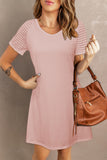 Sheer Striped Raglan Sleeve T-Shirt Dress
