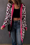 Leopard Contrast Trim Open Front Longline Cardigan