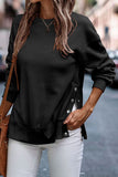 Snap Detail Round Neck Dropped Shoulder Sweatshirt