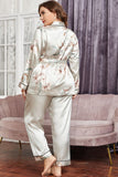 Tier 2 Plus Size Floral Belted Robe and Pants Pajama Set
